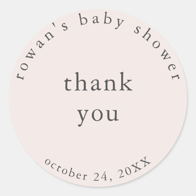 Pink Simple Baby Shower Thank You Sticker (Front)