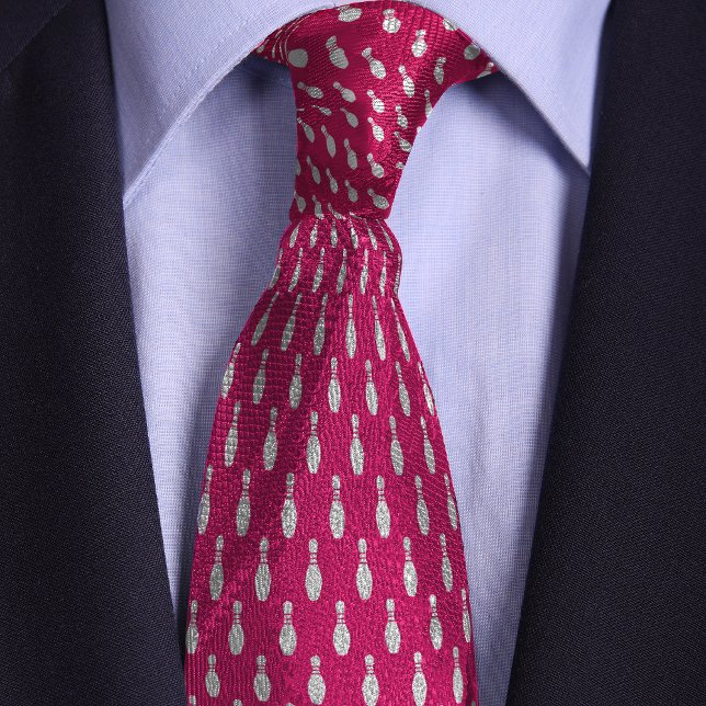Pink Simple Bowling Pin Design Tie (Creator Uploaded)