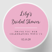Pink Simple Bridal Shower Candle Favor Sticker