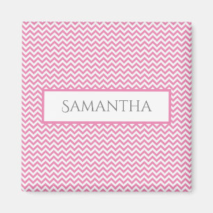 Pink Simple Chevron Personalized Magnet