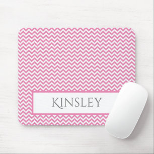Pink Simple Chevron Personalized Mouse Pad