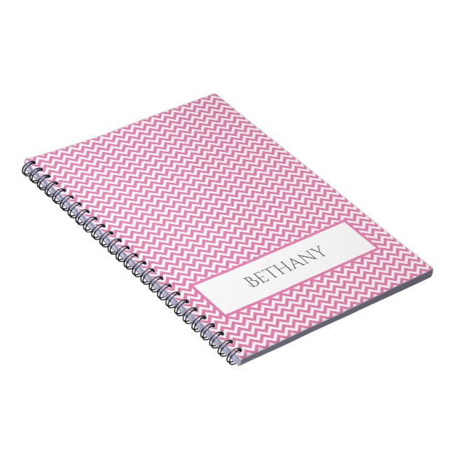 Pink Simple Chevron Personalized Notebook (Right Side)