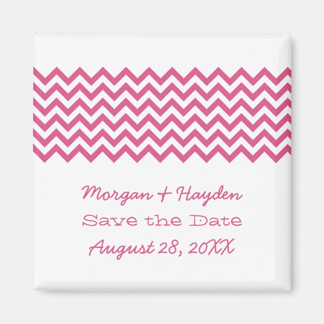 Pink Simple Chevron Save the Date Magnet (Front)