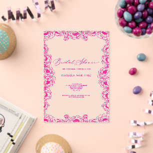 pink simple classic elegant bridal shower acrylic invitations