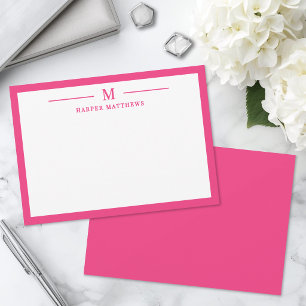 Pink Simple Classic Personalized Stationery Card