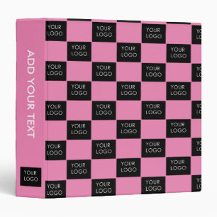 Pink Simple Custom Logo Pattern Business Company Binder