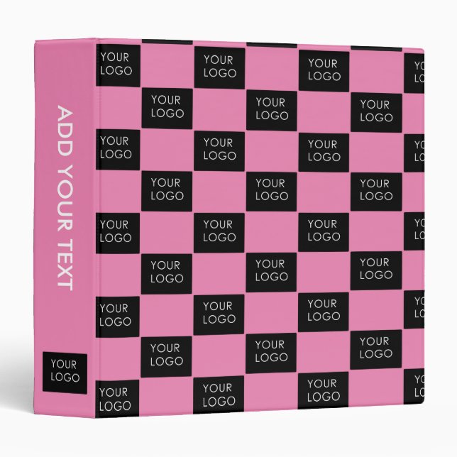 Pink Simple Custom Logo Pattern Business Company Binder (Front/Spine)