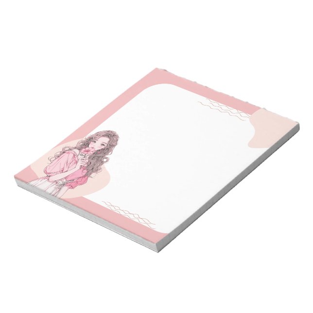 Pink Simple Cute Anime Boho Notepad (Rotated)