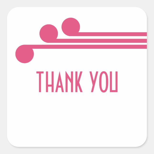 Pink Simple Deco Chic Thank You Stickers (Front)