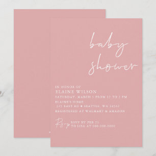 Pink Simple Elegant Modern Baby Shower Invitation