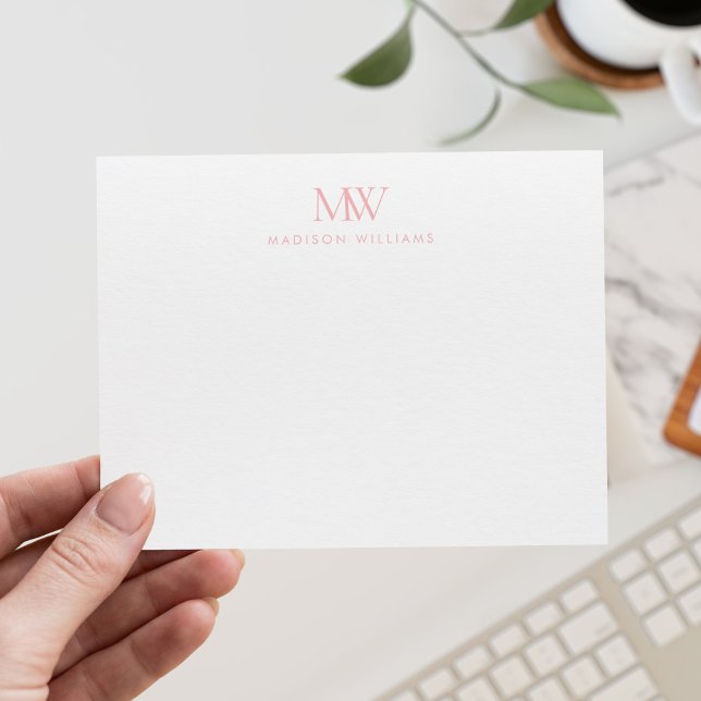 Pink Simple Elegant Modern Monogram Card (Creator Uploaded)