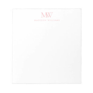 Pink Simple Elegant Modern Monogram Notepad