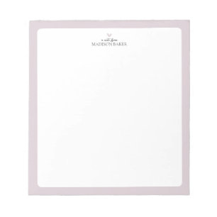 Pink   Simple Heart Personalized Notepad
