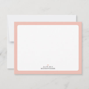 Pink Simple Heart Personalized Stationery Card
