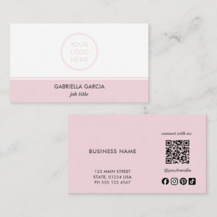 Pink Simple Logo QR Code Social Media Business Card