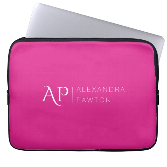 Pink Simple Minimalist Personalized Laptop Sleeve (Front)