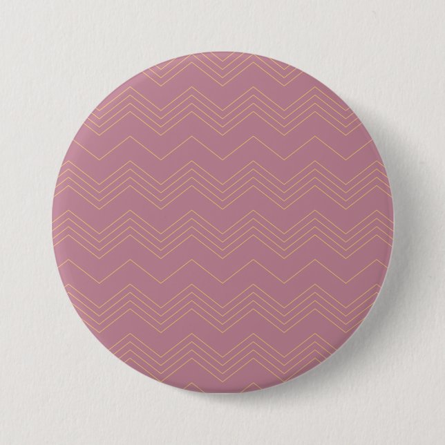 Pink, simple, modern, cool, trendy zigzag pattern 3 inch round button (Front)