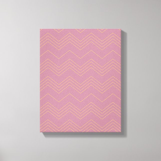 Pink, simple, modern, cool, trendy zigzag pattern canvas print (Front)
