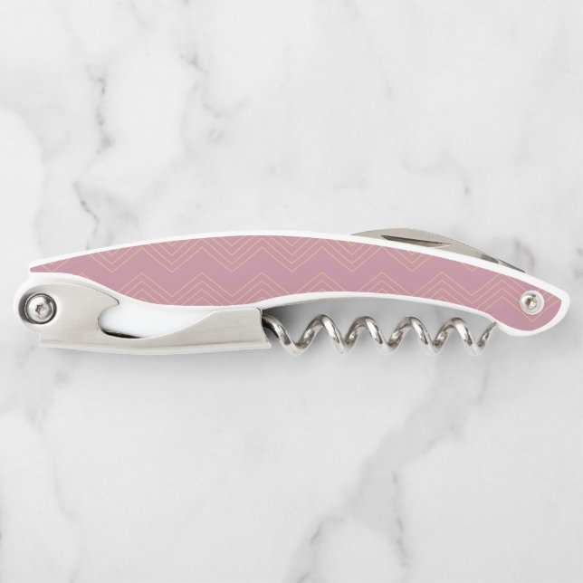 Pink, simple, modern, cool, trendy zigzag pattern corkscrew (Front)