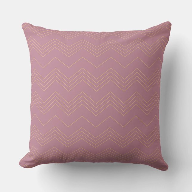 Pink, simple, modern, cool, trendy zigzag pattern throw pillow (Front)