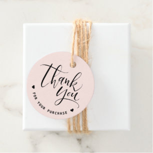 Pink Simple Modern Script Business Thank You Favour Tags