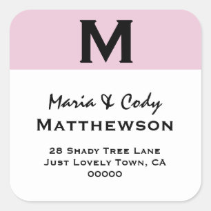 PINK Simple  Monogram Address Label V27