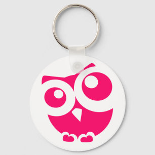 Pink Simple Owl Keychain