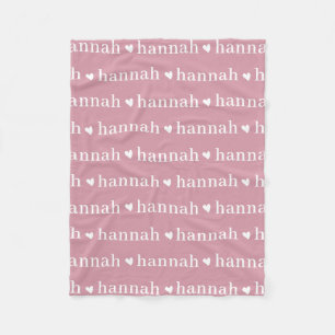 Pink Simple Personalized Repeating Name Baby Girl Fleece Blanket