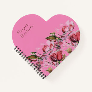 Pink Simple Professional Calligraphy Magnolias Notebook