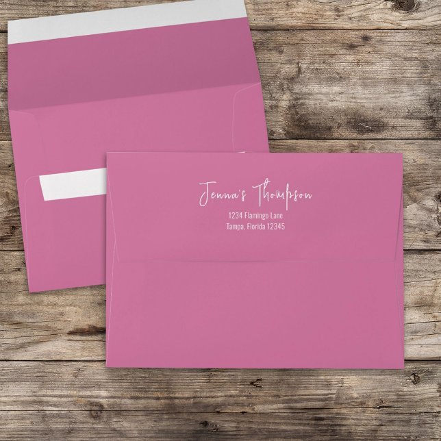 Pink Simple Return Address Custom Cute Envelope (Creator Uploaded)