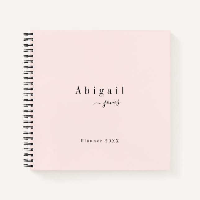 Pink Simple Script Modern Luxury Professional Notebook (Front)