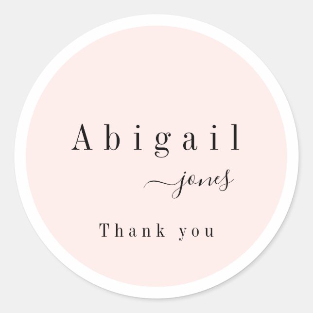 Pink Simple Script Modern Luxury thank you Classic Round Sticker (Front)