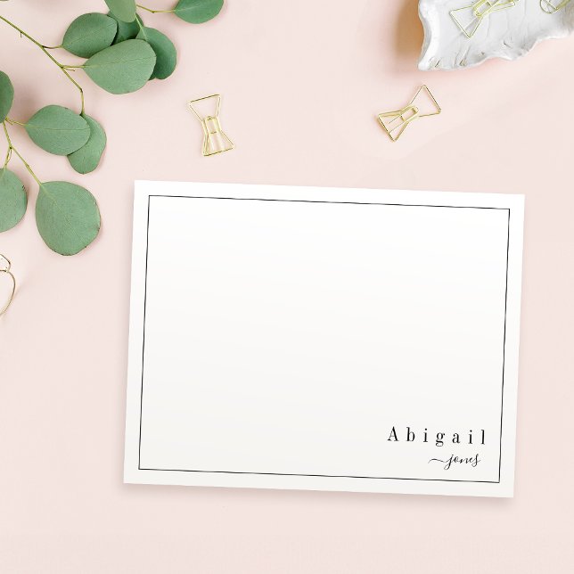 Pink Simple Script Modern personalized Stationery Card (Pink Simple Script Modern personalized Stationery Note Card)
