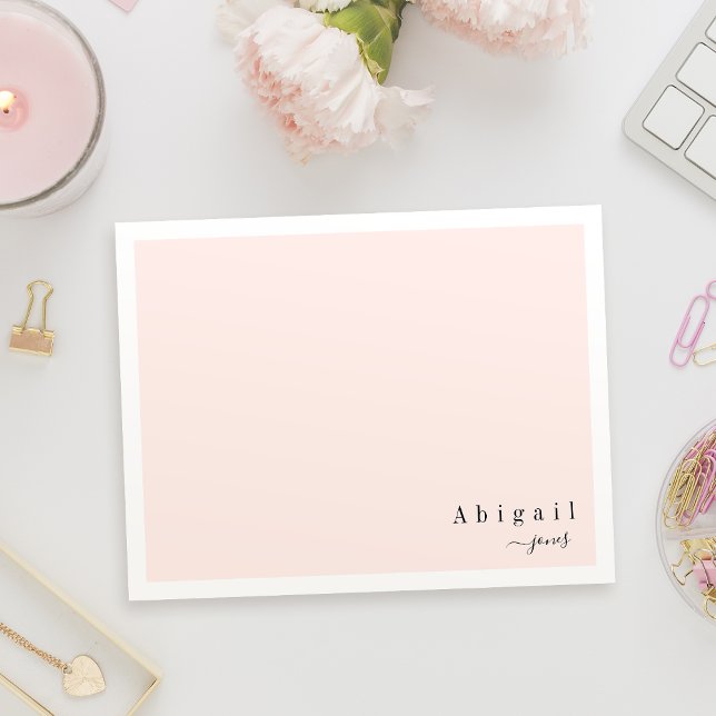 Pink Simple Script Modern personalized Stationery Card (Pink Simple Script Modern personalized Stationery Note Card)