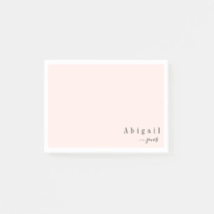 Pink Simple Script Modern personalized Stationery Post-it Notes