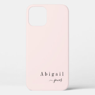 Pink Simple Script Name elegant personalized iPhone 12 Case