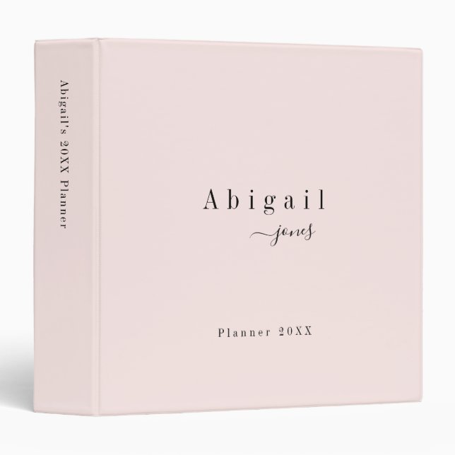 Pink Simple Script Name Modern personalized Binder (Front/Spine)