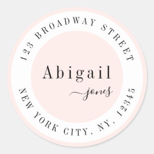 Pink Simple Script Name Modern return address Classic Round Sticker