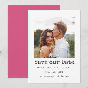 Pink  Simple SQUARE Photo wedding save the date