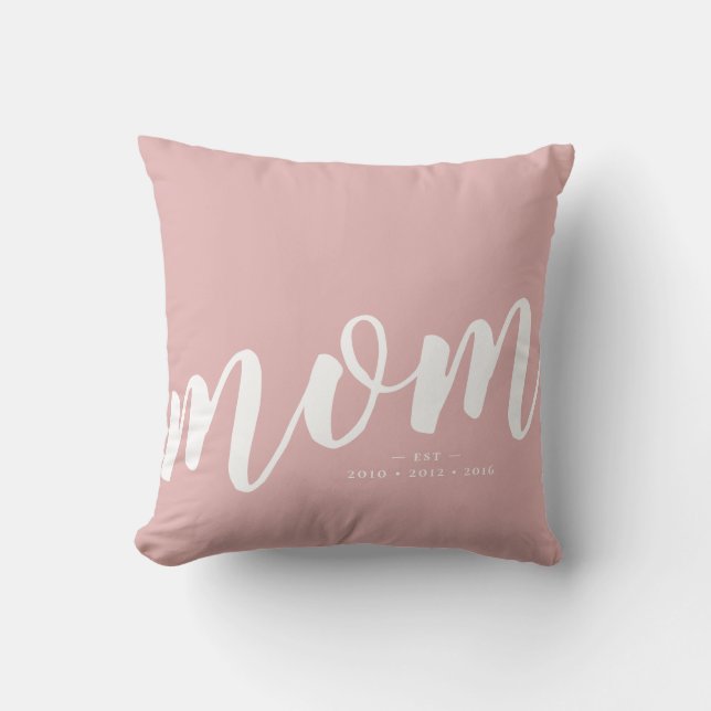 Pink | Simple Typography Mom Throw Pillow (Front)