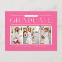 Pink Simple Typography Photo Collage Graduation