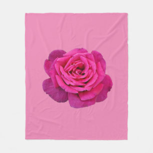 Pink single rose fleece blanket