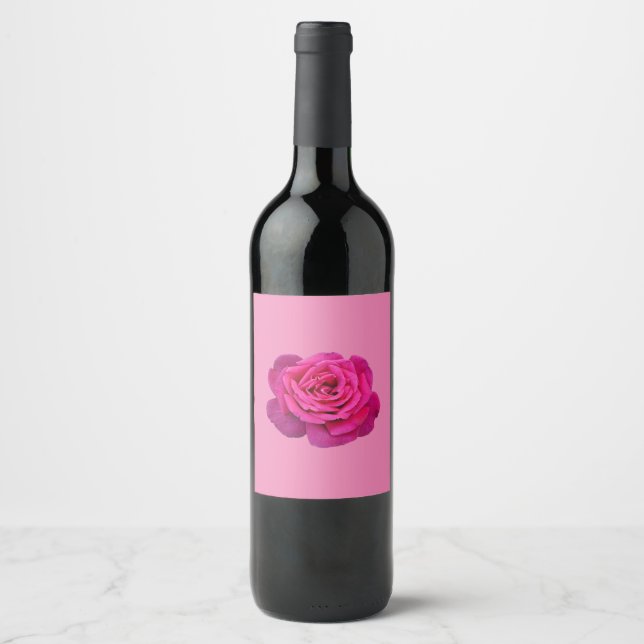 Pink single rose wine label (Front)