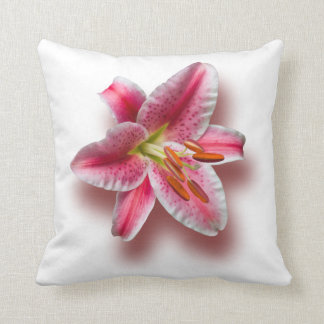 Pink Single Stargazer Lily Throw Pillow