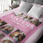 Pink Sisters Photo Collage Fleece Blanket<br><div class="desc">Cute personalized sister blanket featuring a pretty pink background that can be changed to any color,  9 square pictures,  and a sweet family sister quote.</div>