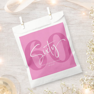 Pink Sixty 60th Sixtieth Birthday Party Favour Bag