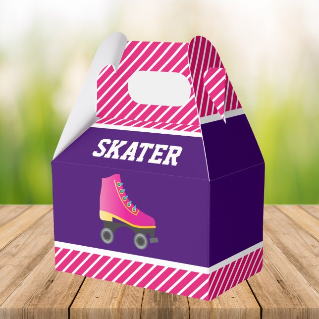 Pink Skate Roller Skating Birthday Party Favor Box (Creator Uploaded)