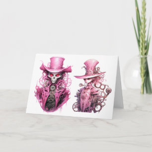 Pink Skeleton Ghost Steampunk Invitation