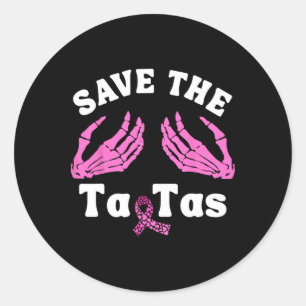 Pink Skeleton Save The Breast Unique Breast Cancer Classic Round Sticker