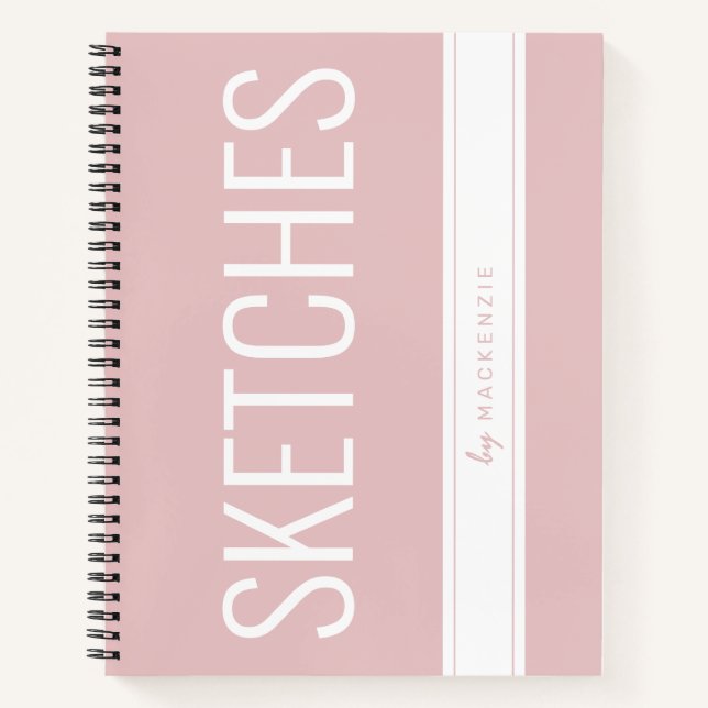Pink Sketch Book with Large Title Custom Name (Front)